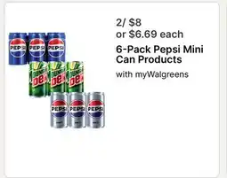 Walgreens 6-Pack Pepsi Mini Can Products offer