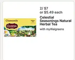 Walgreens Celestial Seasonings Natural Herbal Tea offer