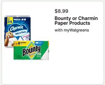 Walgreens Bounty or Charmin Paper Products offer