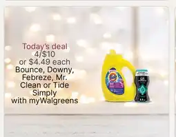 Walgreens Bounce, Downy, Febreze, Mr. Clean or Tide Simply offer