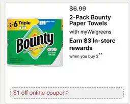 Walgreens 2-Pack Bounty Paper Towels offer