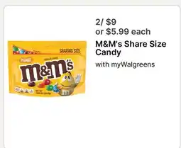 Walgreens M & M' s Share Size Candy offer