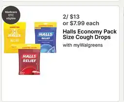 Walgreens Halls Economy Pack Size Cough Drops offer