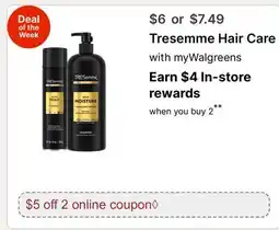 Walgreens Tresemme Hair Care offer
