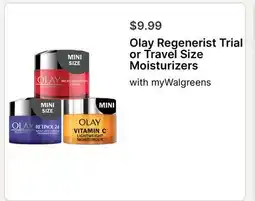 Walgreens Olay Regenerist Trial or Travel Size Moisturizers offer