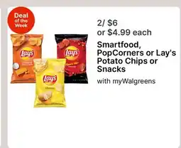 Walgreens Smartfood, PopCorners or Lay's Potato Chips or Snacks offer