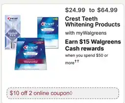 Walgreens Crest Teeth Whitening Products offer