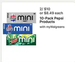 Walgreens 10-Pack Pepsi Products offer
