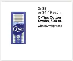 Walgreens Q-Tips Cotton Swabs, 500 ct offer