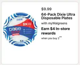 Walgreens 64-Pack Dixie Ultra Disposable Plates offer