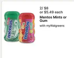Walgreens Mentos Mints or Gum offer