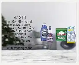 Walgreens Cascade, Dawn, Febreze, Mr. Clean or Swiffer Household Products offer