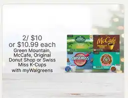 Walgreens Green Mountain, McCafe, Original Donut Shop or Swiss Miss K-Cups offer