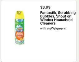 Walgreens Fantastik, Scrubbing Bubbles, Shout or Windex Household Cleaners offer