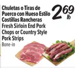 El Super Fresh Sirloin End Pork Chops or Country Style Pork Strips offer