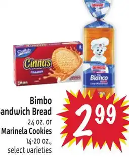 Foodmaxx Bimbo Sandwich Bread 24 oz. or Marinela Cookies 14-20 oz offer