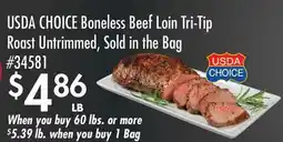 Smart & Final USDA CHOICE Boneless Beef Loin Tri-Tip Roast offer
