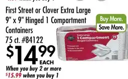 Smart & Final First Street or Clover Extra Large 9 x 9 Hinged 1 Compartment Containers offer