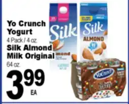 Superior Grocers Yo Crunch Yogurt 4 Pack / 4 oz. Silk Almond 64 oz offer