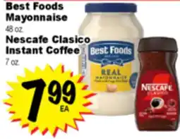 Superior Grocers Best Foods Mayonnaise 48 oz. Nescafe Clasico Instant Coffee 7 oz offer