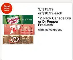 Walgreens 12-Pack Canada Dry or Dr Pepper Products offer