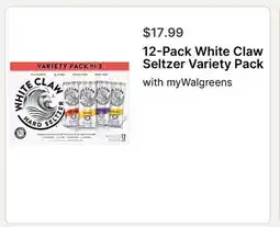 Walgreens 12-Pack White Claw Seltzer Variety Pack offer