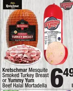 Super King Markets Kretschmar Mesquite Smoked Turkey Breast or Yummy Yum Beef Halal Mortadella offer