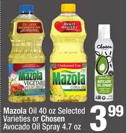 Super King Markets Mazola Oil 40 oz Selected Varieties or Chosen Avocado Oil Spray 4.7 oz offer