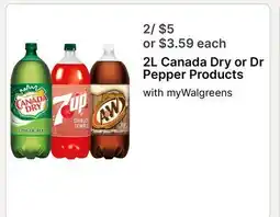 Walgreens 2L Canada Dry or Dr Pepper Products offer