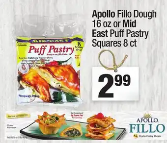 Super King Markets Apollo Fillo Dough 16 oz or Mid East Puff Pastry Squares 8 ct offer