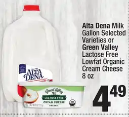 Super King Markets Alta Dena Milk Gallon Selected Varieties or Green Valley Lactose Free Lowfat Organic Cream Cheese offer