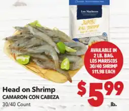 Vallarta Supermarkets Head on Shrimp/CAMARON CON CABEZA offer