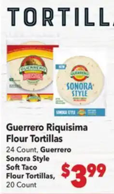 Vallarta Supermarkets Guerrero Riquisima Flour Tortillas offer
