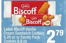 Super King Markets Lotus Biscoff Vanilla Cream Sandwich Cookies 5.29 oz or Family Pack Cookies 8.8 oz offer