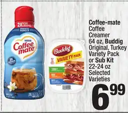 Super King Markets Coffee-mate Coffee Creamer 64 oz, Buddig Original, Turkey Variety Pack or Sub Kit 22-24 oz offer