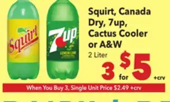 Vallarta Supermarkets Squirt, Canada Dry, 7up, Cactus Cooler or A & W offer