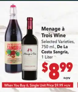 Vallarta Supermarkets Menage à Trois Wine offer