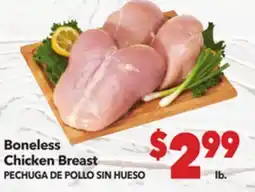 Vallarta Supermarkets Boneless Chicken Breast/PECHUGA DE POLLO SIN HUESO offer