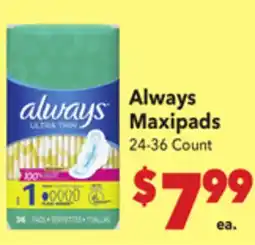 Vallarta Supermarkets Always Maxipads offer