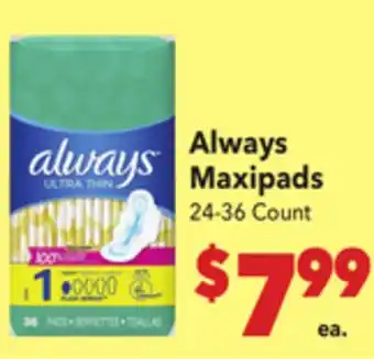 Vallarta Supermarkets Always Maxipads offer