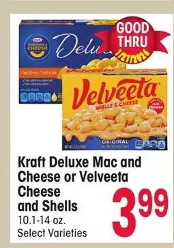 Jewel-Osco Kraft Deluxe Mac and Cheese or Velveeta Cheese and Shells offer