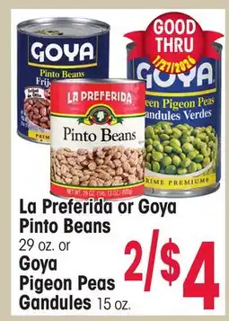 Jewel-Osco La Preferida or Goya Pinto Beans 29 oz. or Goya Pigeon Peas Gandules 15 oz offer
