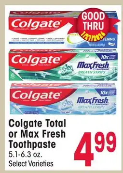 Jewel-Osco Colgate Total or Max Fresh Toothpaste offer