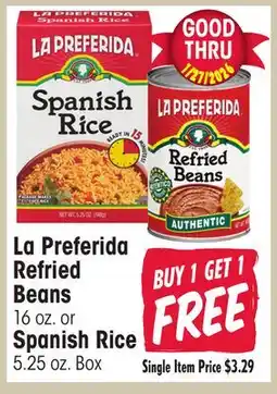Jewel-Osco La Preferida Refried Beans 16 oz. or Spanish Rice 5.25 oz. Box offer