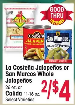 Jewel-Osco La Costeña Jalapeños or San Marcos Whole Jalapeños 26 oz. or Calida 11-16 oz offer