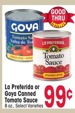 Jewel-Osco La Preferida or Goya Canned Tomato Sauce offer