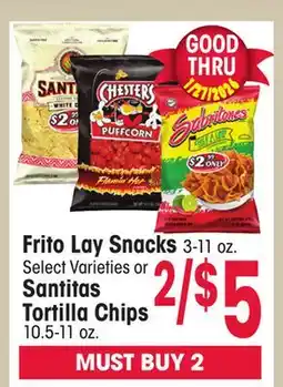 Jewel-Osco Frito Lay Snacks 3-11 oz. or Santitas Tortilla Chips 10.5-11 oz offer