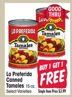 Jewel-Osco La Preferida Canned Tamales offer