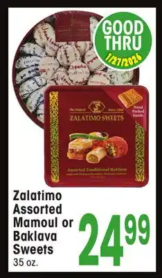 Jewel-Osco Zalatimo Assorted Mamoul or Baklava Sweets offer