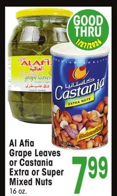 Jewel-Osco Al Afia Grape Leaves or Castania Extra or Super Mixed Nuts offer